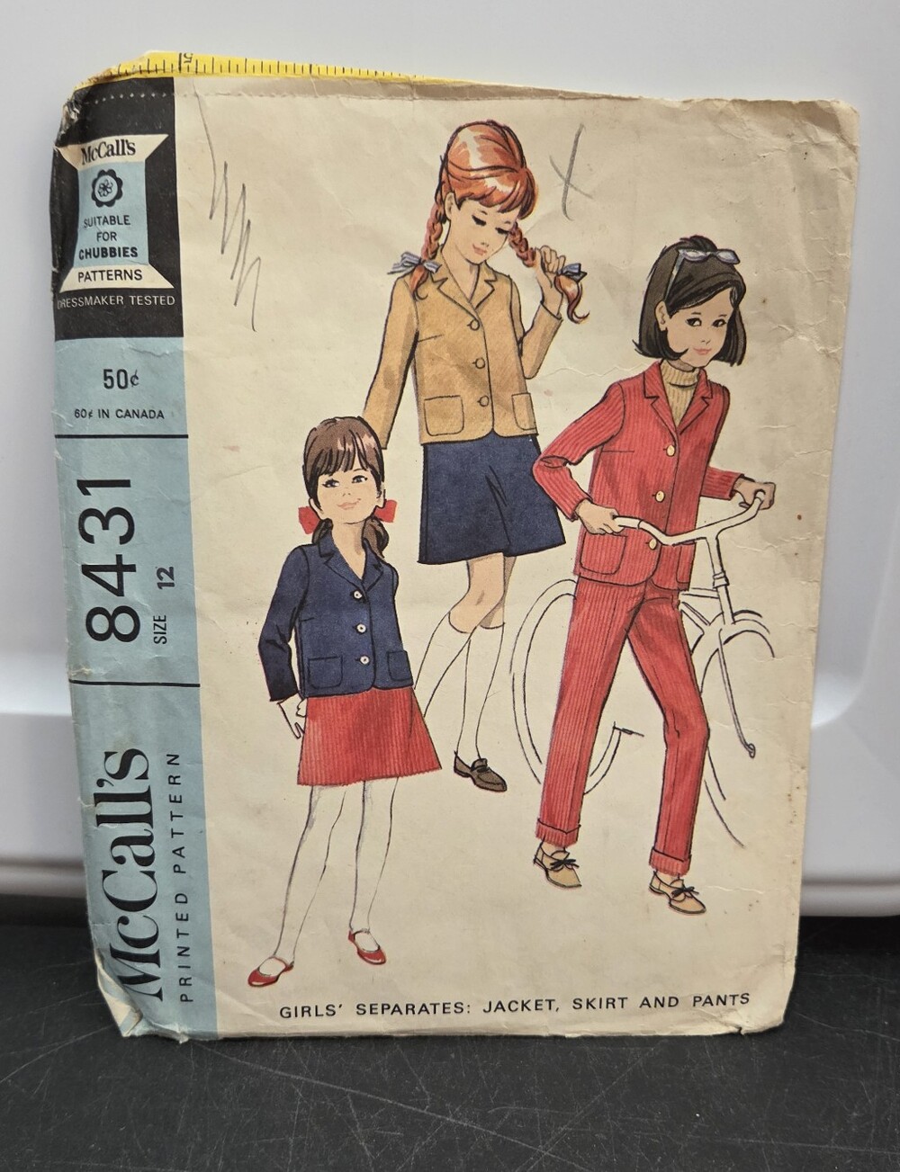 McCall's 8431 Girls Size 12 Vintage Sewing Pattern Jacket Top & Skirt Vtg 1960s